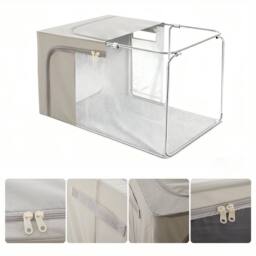 EONLION 66L Grey Foldable Storage Box with Steel Clothing storage - Size: 500mm - thumbnail 3