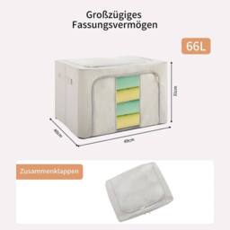 EONLION 66L Grey Foldable Storage Box with Steel Clothing storage - Size: 500mm - thumbnail 2