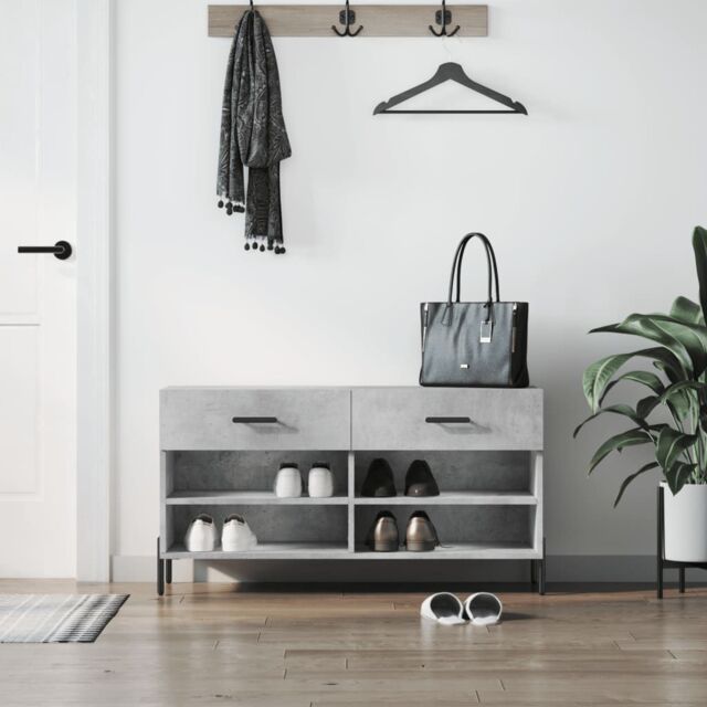 Berkfield Home Shoe Bench Concrete Grey 102x35x55 cm Engineered Wood - Size: 102 x 35 x 55 cm - image 1