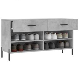 Berkfield Home Shoe Bench Concrete Grey 102x35x55 cm Engineered Wood - Size: 102 x 35 x 55 cm - thumbnail 4