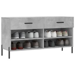 Berkfield Home Shoe Bench Concrete Grey 102x35x55 cm Engineered Wood - Size: 102 x 35 x 55 cm - thumbnail 3