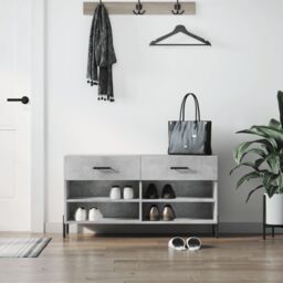 Berkfield Home Shoe Bench Concrete Grey 102x35x55 cm Engineered Wood - Size: 102 x 35 x 55 cm