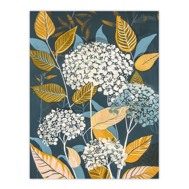 "Artery8 Blue Hydrangea Flowers Artwork Floral Bouquet Wall Art Print - Size: W24"" x H32""" - image 1