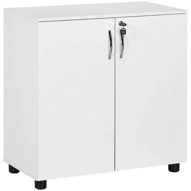 Kelvenix 2-Tier Locking Filing Cabinet Office Storage Cabinet in White - Size: 0.6m2 - image 1