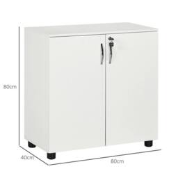 Kelvenix 2-Tier Locking Filing Cabinet Office Storage Cabinet in White - Size: 0.6m2 - thumbnail 2