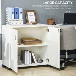 Kelvenix 2-Tier Locking Filing Cabinet Office Storage Cabinet in White - Size: 0.6m2 - thumbnail 5