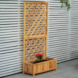 EONLION Wooden Garden Trough Planter Flower Container Box in Brown - Size: 100g - thumbnail 4