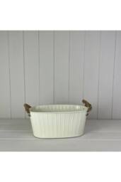 KDMD Cream Oval Tapered Trough with Rope Handles & Drainage Holes - thumbnail 1