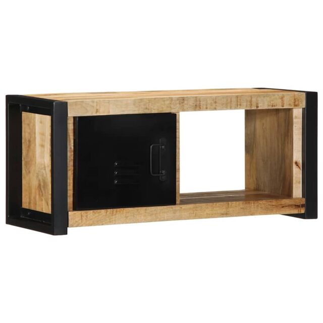 Berkfield Home TV Cabinet 80x30x35 cm Solid Rough Wood Mango in Brown - Size: 80 x 30 x 35 cm - image 1
