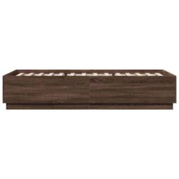 Berkfield Home Durable Bed Frame with LED without Mattress Brown Oak 90x200 cm - thumbnail 7