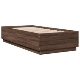 Berkfield Home Durable Bed Frame with LED without Mattress Brown Oak 90x200 cm - thumbnail 1