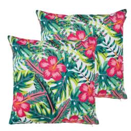 icon Indoor & Outdoor Waterproof Cushion Set of 2 Lemon Leaf Waterproof Cushion in Pink - Size: 43 cm x 43 cm - thumbnail 1