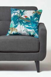 Homescapes Teal Jungle & Parrot Velvet Cushion 46 x 46 cm - thumbnail 3