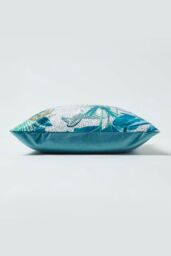 Homescapes Teal Jungle & Parrot Velvet Cushion 46 x 46 cm - thumbnail 4