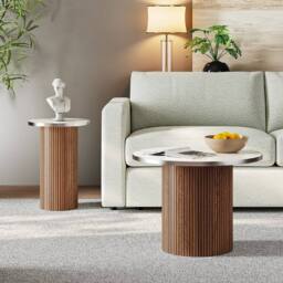 Dprodo Small Coffee Table Set of 2 in Walnut - thumbnail 5