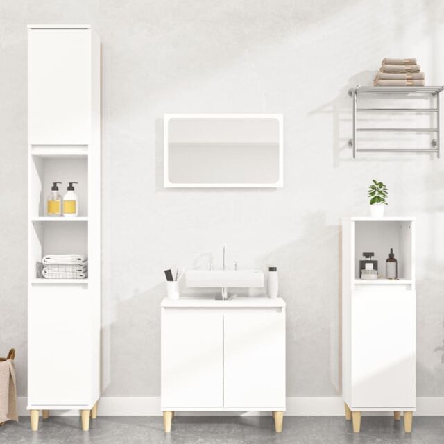 Berkfield Home 3 Piece Bathroom Furniture Set White Engineered Wood - image 1