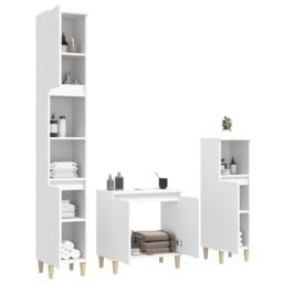 Berkfield Home 3 Piece Bathroom Furniture Set White Engineered Wood - thumbnail 4