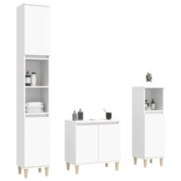 Berkfield Home 3 Piece Bathroom Furniture Set White Engineered Wood - thumbnail 3