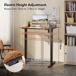 VonHaus Small Home Office Electric Standing Desk with USB-C Charging in Dark Brown - thumbnail 2