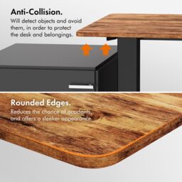 VonHaus Small Home Office Electric Standing Desk with USB-C Charging in Dark Brown - thumbnail 7