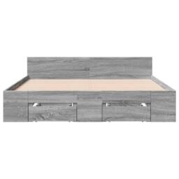 Berkfield Home Bed Frame w/Drawers Frame Grey Sonoma 120x190 cm Small Double - thumbnail 4