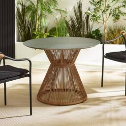 FurnitureboxUK Lanai Rattan Round Garden Dining Table in Black - thumbnail 1