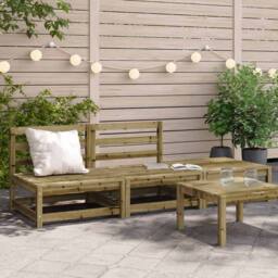 Berkfield Home Garden Sofa Armless with Footstool Impregnated Wood Pine in Brown - thumbnail 2