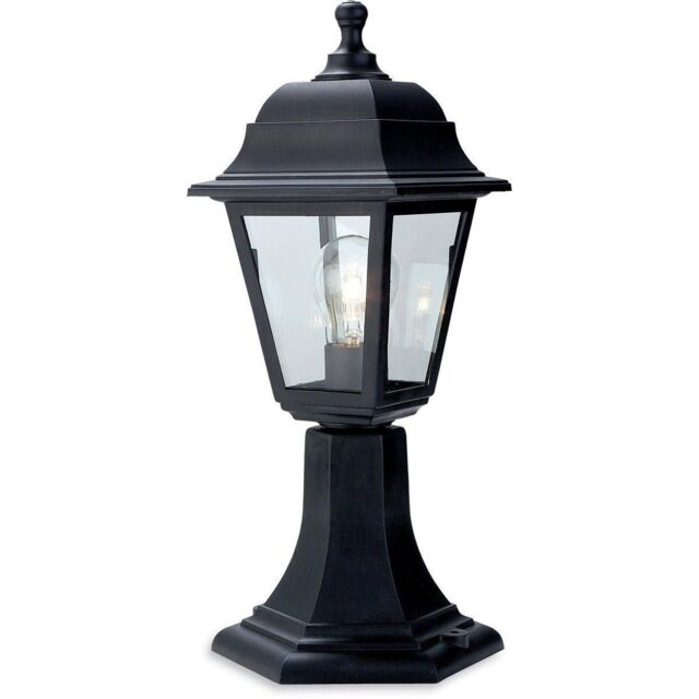 Netlighting Oslo 1 Light Pedstal Lantern Pillar Black Resin IP44 E27