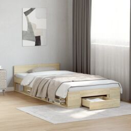 Berkfield Home Bed Frame with Drawer without Mattress Sonoma Oak 90x190 cm Single in Brown - thumbnail 1