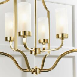 Loops Hanging Ceiling Pendant Light Satin Brass & Frosted Glass 4 Bulb Classic Feature in Clear - thumbnail 4