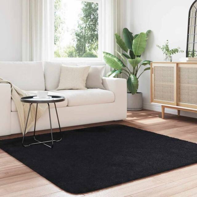 Berkfield Home Shaggy Rug High Pile NAVARRA Black 160x160 cm Polyester - Size: Medium - image 1