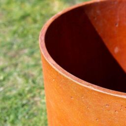 Primrose Matte Rust Limestone Round Planter Pot with Saucer 50cm in Orange - thumbnail 5