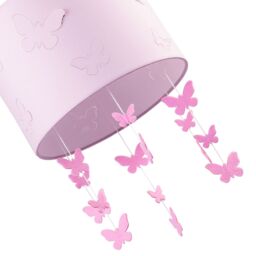 Happy Homewares Soft Pink Cotton Fabric Childrens Pendant Shade with Butterfly Decor - thumbnail 4