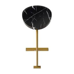 Kelvenix C-Shape Side Table Black Marble Effect Tabletop with Golden Frame - Size: 0.6m2 - thumbnail 3