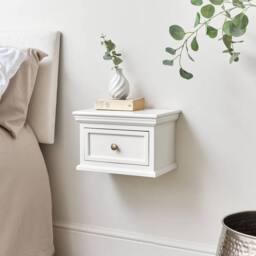 Melody Maison Pair Of White Wall Mounted Bedside Tables - Daventry White Range - thumbnail 6