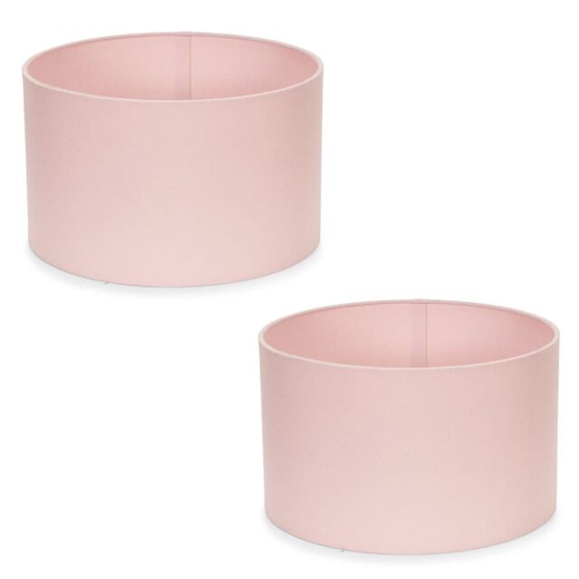 ValueLights Reni Pair of Fabric Easy Fit Drum Ceiling Lamp Shade in Dusty Pink - Size: Small - image 1