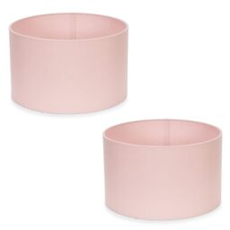 ValueLights Reni Pair of Fabric Easy Fit Drum Ceiling Lamp Shade in Dusty Pink - Size: Small