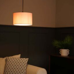 ValueLights Reni Pair of Fabric Easy Fit Drum Ceiling Lamp Shade in Dusty Pink - Size: Small - thumbnail 5