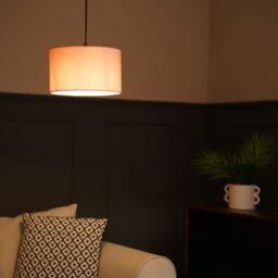 ValueLights Reni Pair of Fabric Easy Fit Drum Ceiling Lamp Shade in Dusty Pink - Size: Small - thumbnail 4