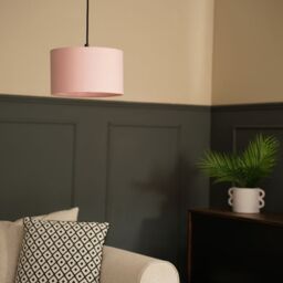 ValueLights Reni Pair of Fabric Easy Fit Drum Ceiling Lamp Shade in Dusty Pink - Size: Small - thumbnail 3
