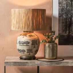 Ruma Natural Raffia Cylinder Lampshade for Table Lamps & Floor Lamps in Beige - Size: 16 inches - thumbnail 4
