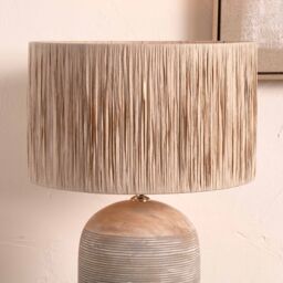 Ruma Natural Raffia Cylinder Lampshade for Table Lamps & Floor Lamps in Beige - Size: 16 inches - thumbnail 1