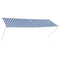 Berkfield Home Retractable Awning 350x150 cm Blue & White - thumbnail 2