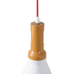 Wyld and Coco Pendant Lamp White Matte Aluminium Bell Shape Wood Top and Red Cord - thumbnail 4