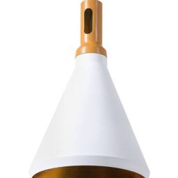 Wyld and Coco Pendant Lamp White Matte Aluminium Bell Shape Wood Top and Red Cord - thumbnail 2
