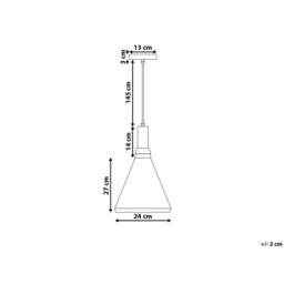 Wyld and Coco Pendant Lamp White Matte Aluminium Bell Shape Wood Top and Red Cord - thumbnail 3