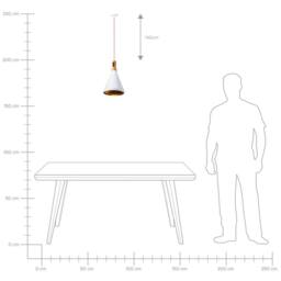 Wyld and Coco Pendant Lamp White Matte Aluminium Bell Shape Wood Top and Red Cord - thumbnail 7