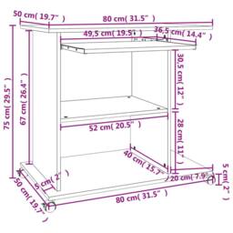 Berkfield Home Computer Desk Grey 80x50x75 cm Engineered Wood - Size: 80 x 50 x 75 cm - thumbnail 6