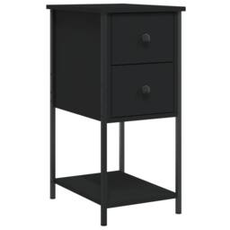Berkfield Home Bedside Cabinet Black 32x42x70 cm Engineered Wood - Size: 32 x 42 x 70 cm - thumbnail 1