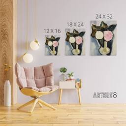 "Artery8 Pink & White Flowers in a Vase Hartley Canvas Wall Art - Size: W18"" x H24""" - thumbnail 4
